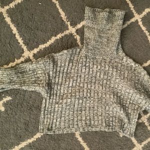 gray turtleneck crop top sweater